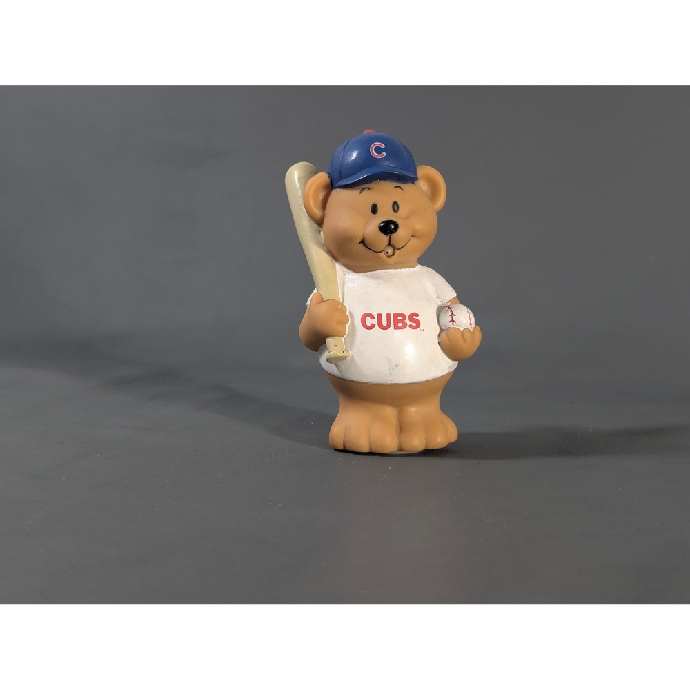 Chicago Cubs MLB Baseball Bear Figurine Collectible Blue Hat White Jersey
